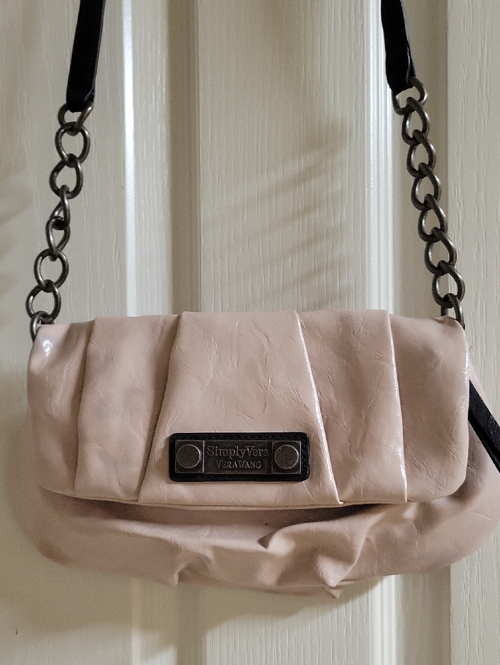 Simply Vera Vera Wang Pale Blush Pleated Crossbody Bag with Chain Strap